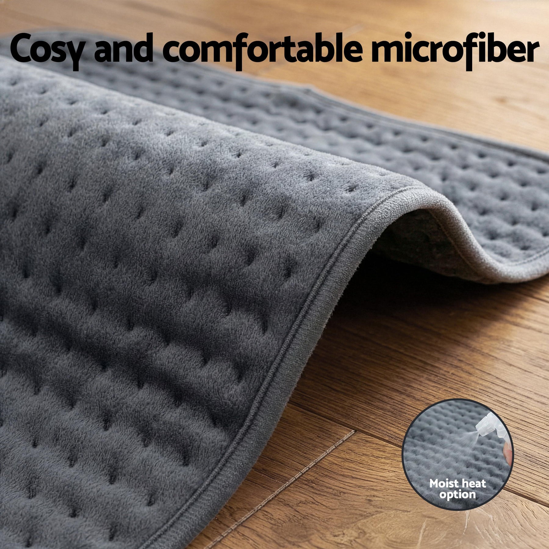 Livemor Electric Heating Pad 60x39cm Dark Grey Heat Mat with 4 Temperature Levels