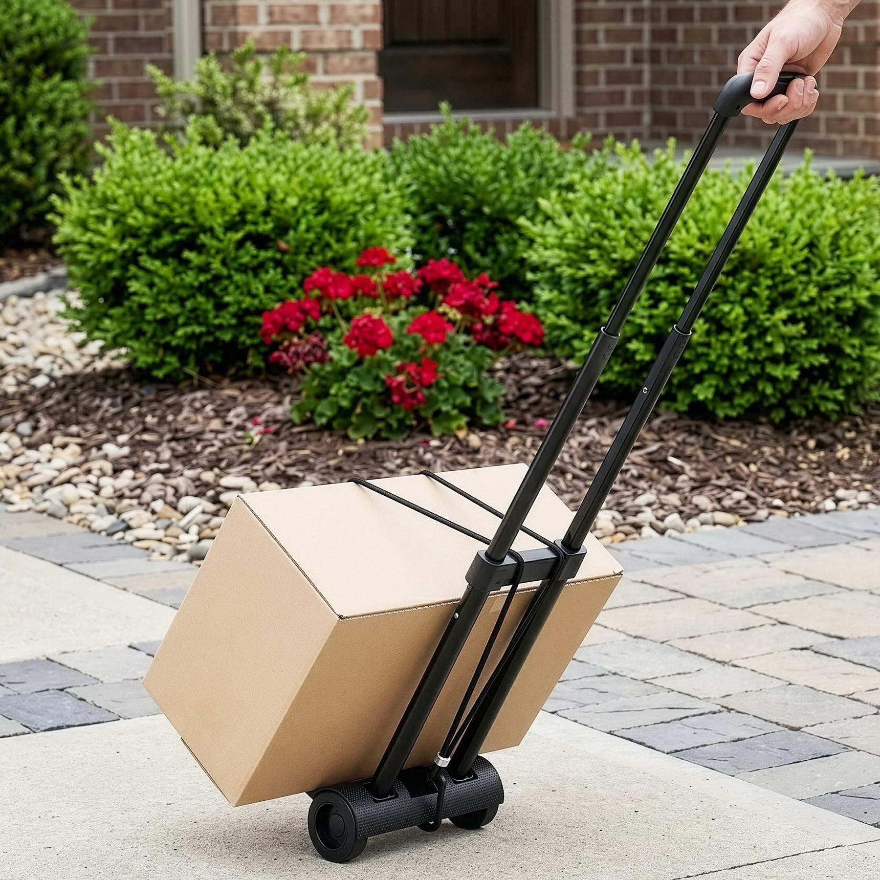 Giantz Folding Hand Trolley with Adjustable Handle - Black, 25kg