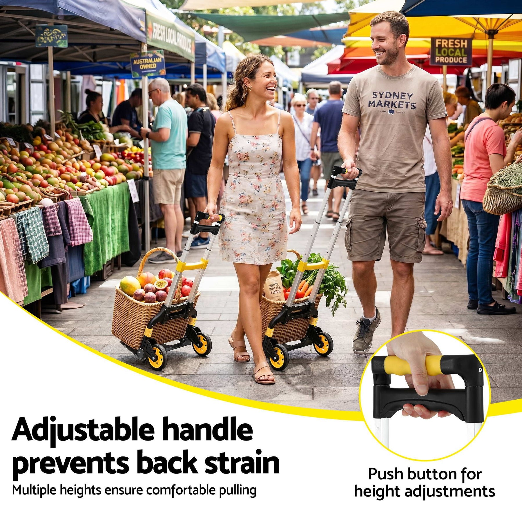 Giantz Folding Hand Trolley with Adjustable Handle - Silver, 80kg