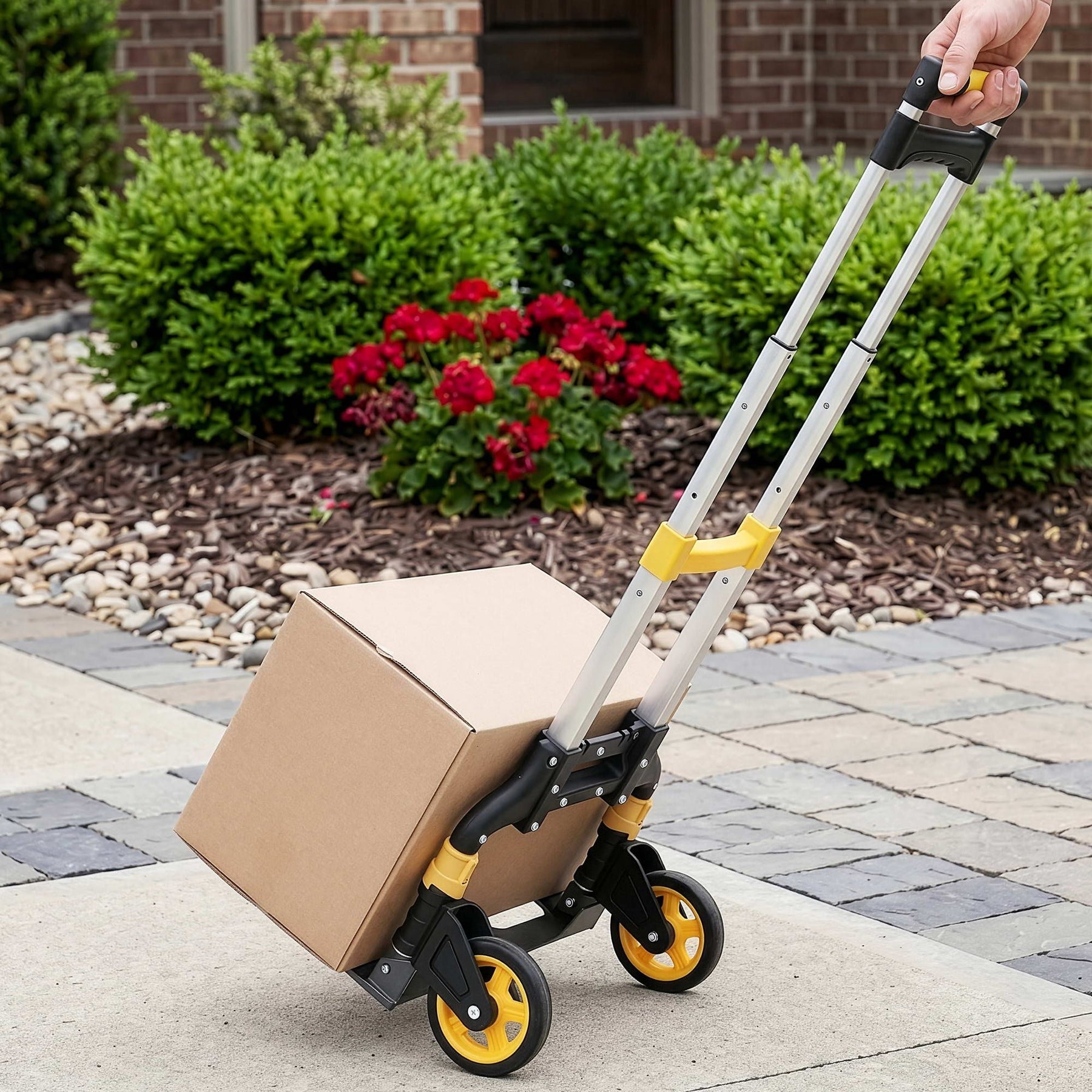 Giantz Folding Hand Trolley with Adjustable Handle - Silver, 80kg