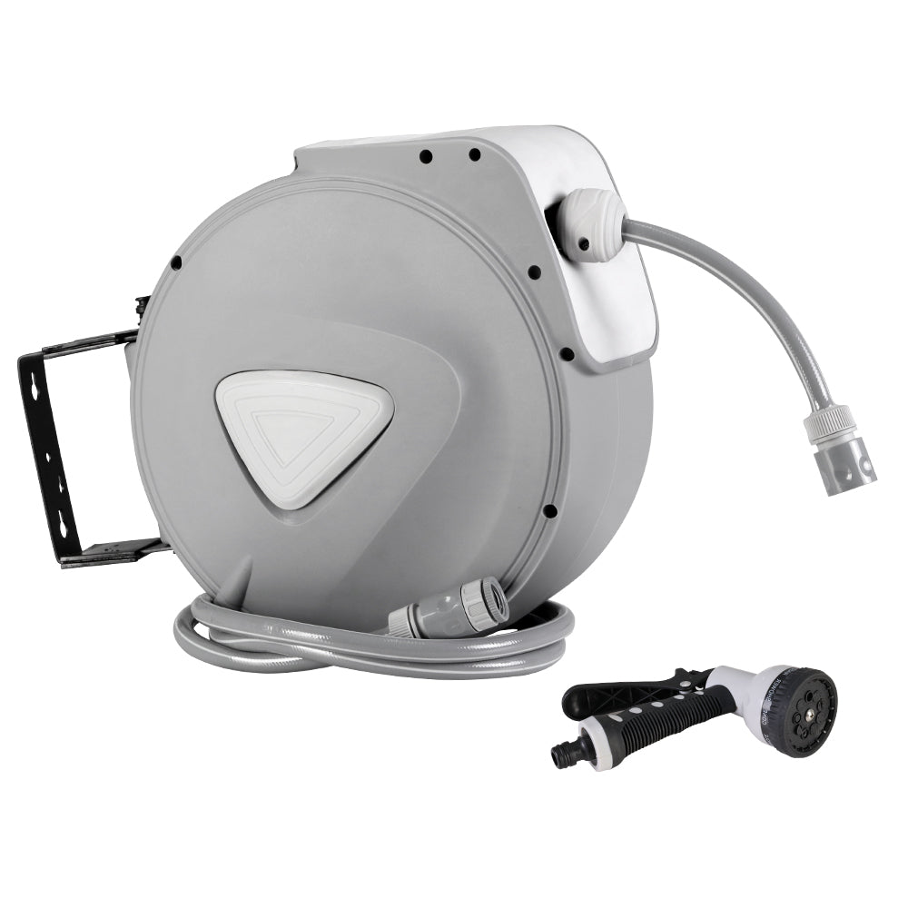 Retractable Hose Reel 10M with Auto Rewind & 9-Setting Spray Gun, UV Resistant - SuperSaverAU - view 1