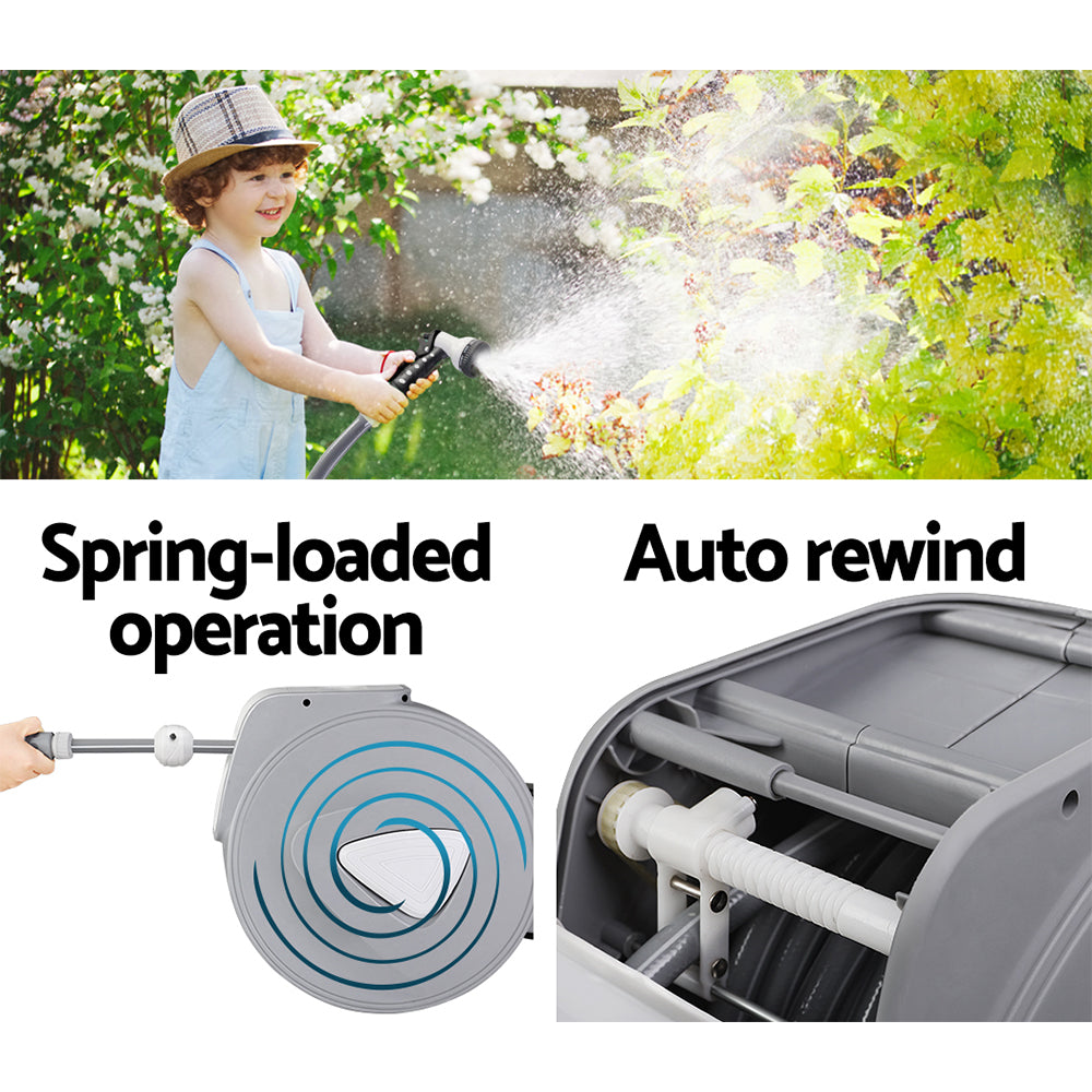 Retractable Hose Reel 10M with Auto Rewind & 9-Setting Spray Gun, UV Resistant - SuperSaverAU - view 5