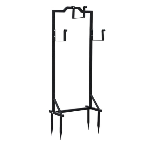 Green Fingers Metal Garden Hose Reel Holder 30m, Portable, 4-Spike Base, Black - SuperSaverAU - view 1
