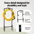 Green Fingers Metal Garden Hose Reel Holder 30m, Portable, 4-Spike Base, Black - SuperSaverAU - view 4