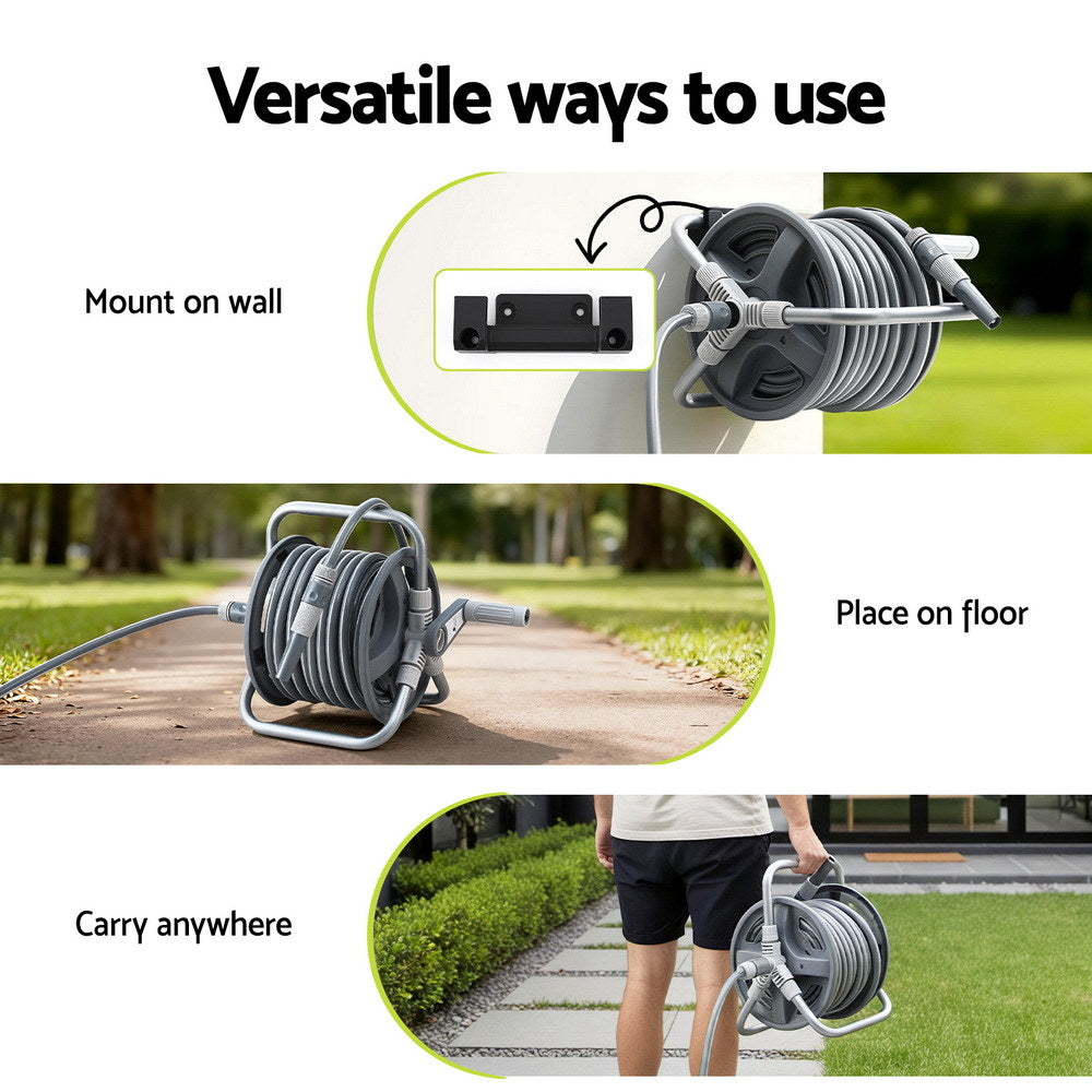 Green Fingers 20m Retractable Garden Hose Reel with Spray Gun - SuperSaverAU - view 5