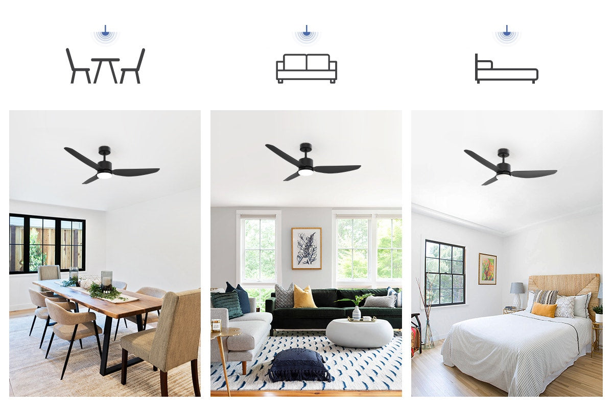 Hyundai 132cm DC Motor Ceiling Fan with LED Light (Black)