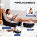 Gardeon Inflatable Chair and Ottoman Coffee Black with Pump 150kg Capacity