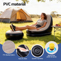 Gardeon Inflatable Chair and Ottoman Coffee Black with Pump 150kg Capacity