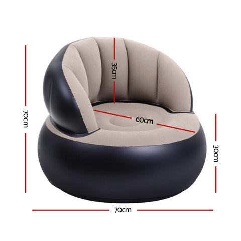 Gardeon Inflatable Folding Chair Coffee Black with Pump 150kg Capacity