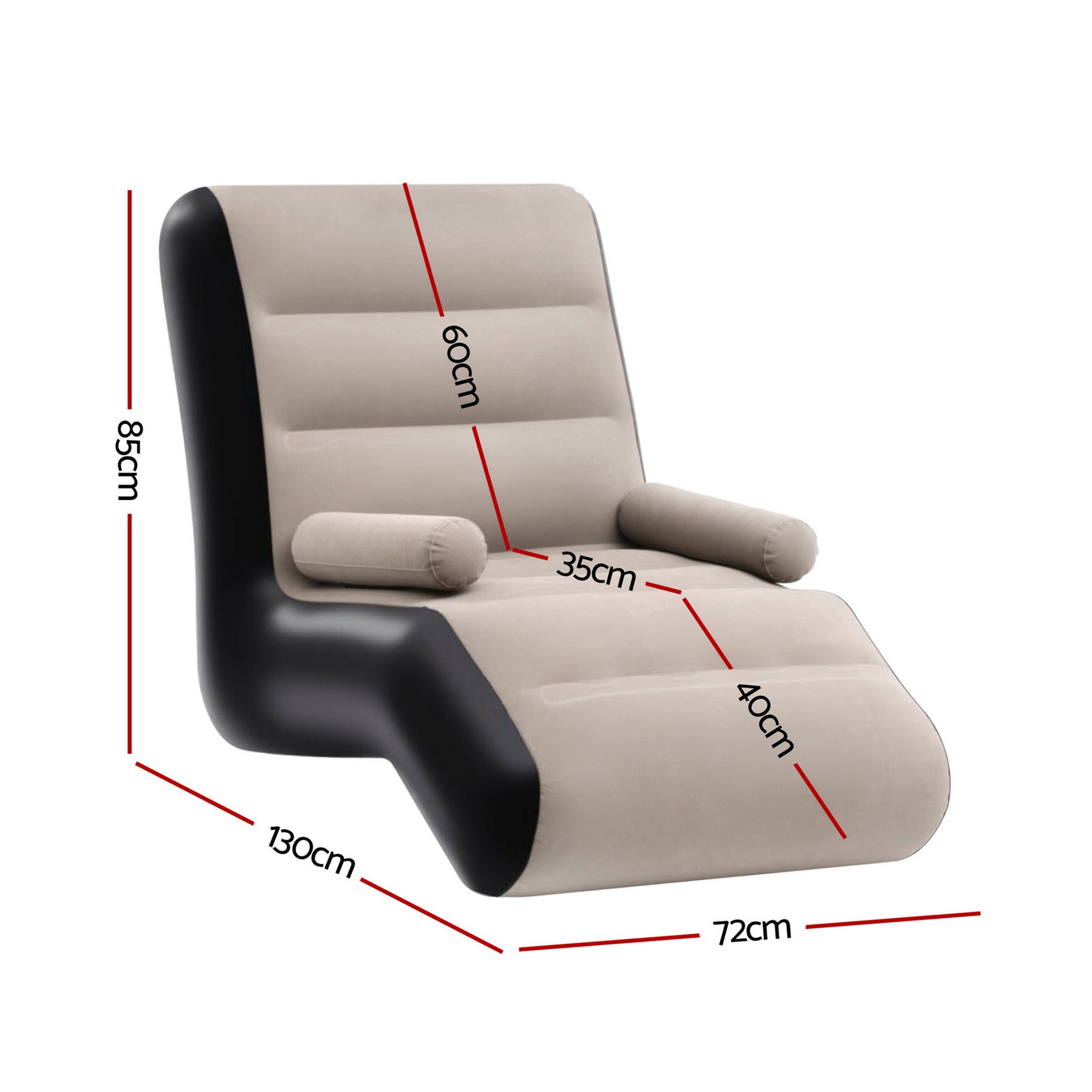 Gardeon Inflatable Sun Lounger Sofa Chair Coffee Black with Pump 150kg Capacity