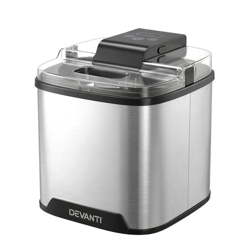 Devanti 2L Ice Cream Maker for Gelato, Sorbet & Frozen Drinks - Silver