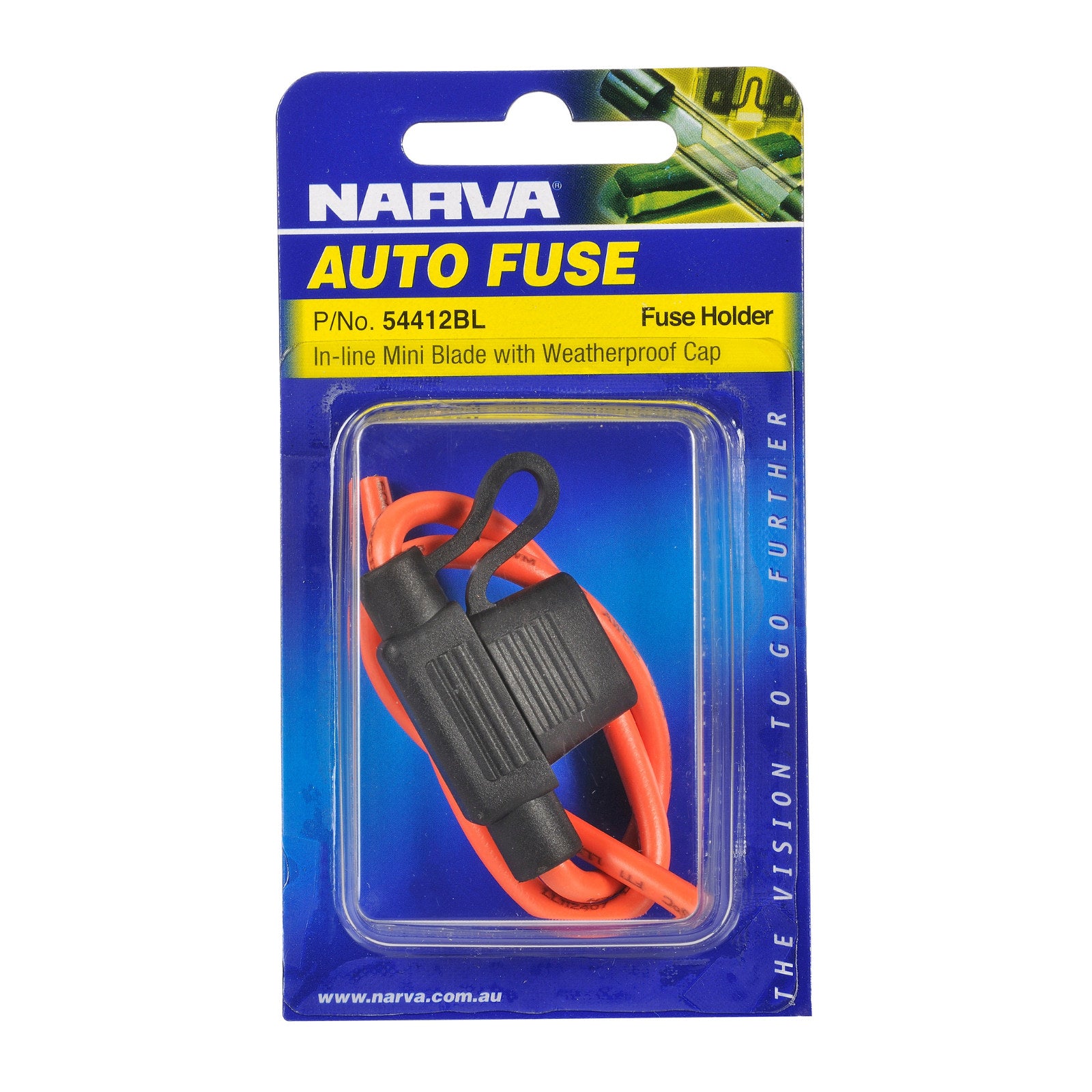 Narva 30A Mini Blade In-Line Fuse Holder Black Weatherproof Cap Plastic
