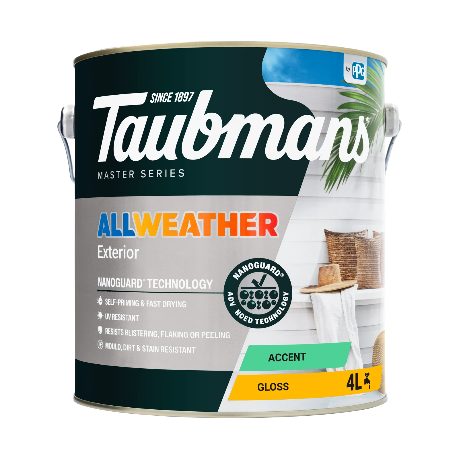 Taubmans 4L Accent Gloss All Weather Exterior Paint