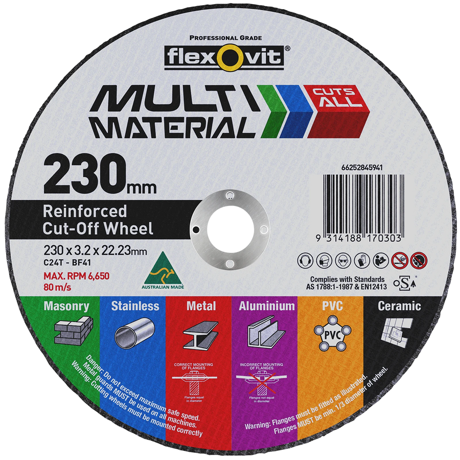 Flexovit 230 x 3.2 x 22.23mm Multi Material Cut Off Wheel