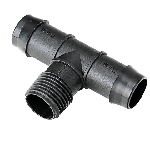 K-Rain 19mm Barbed Tee x 15mm BSP Male - 10 Pack Polypropylene