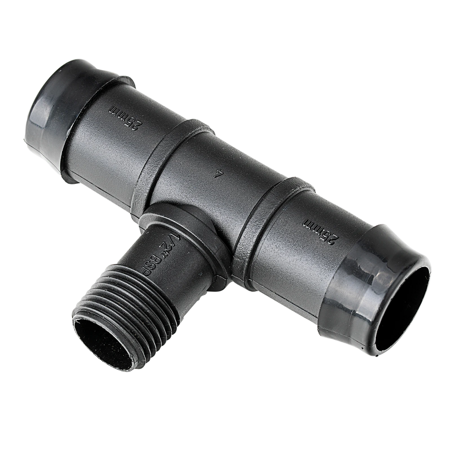 K-Rain 25mm Barbed Tee x 15mm BSP Male - 5 Pack Polypropylene
