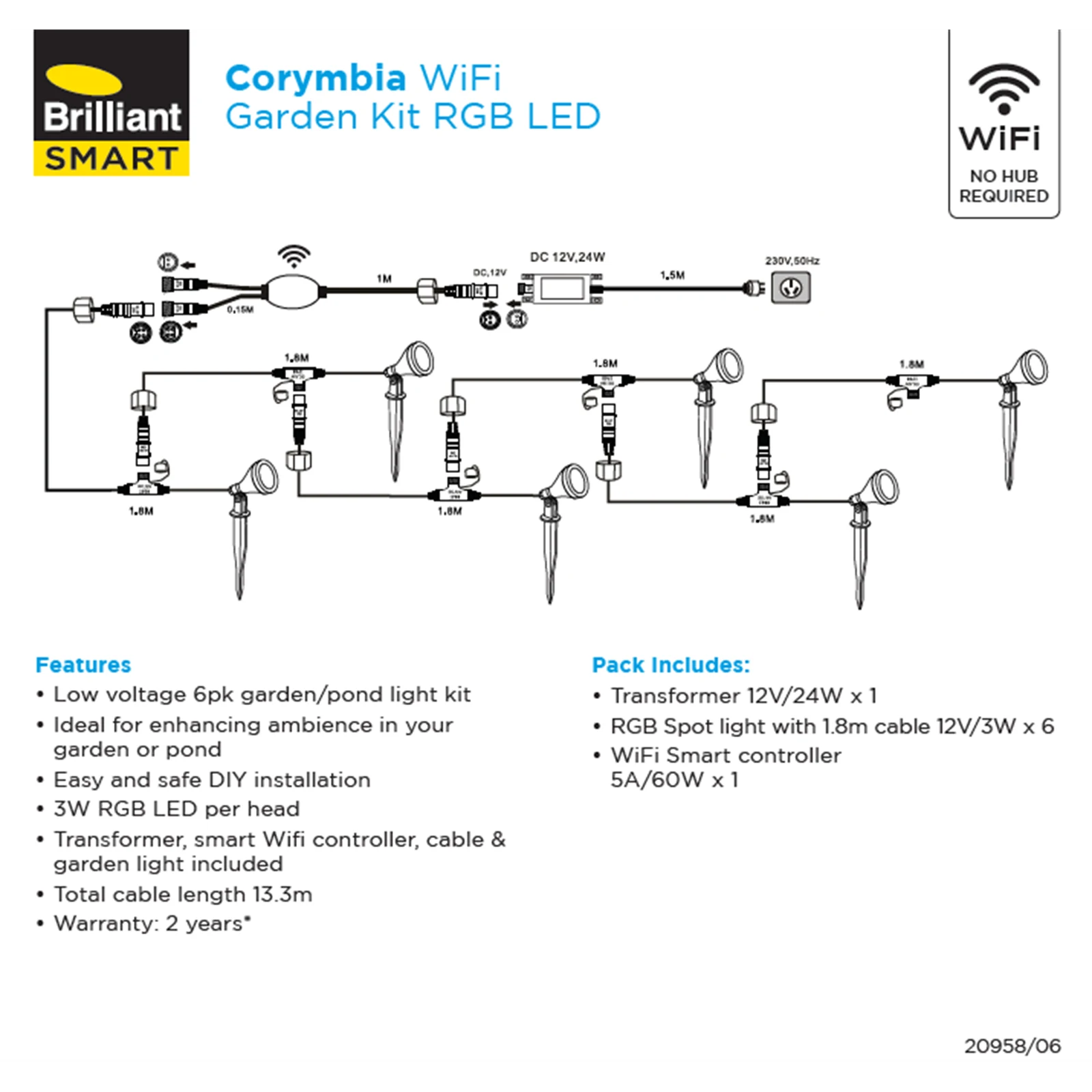 Brilliant Corymbia Smart Spot/Pond LED Garden Light Kit 6 Pack 20958/06