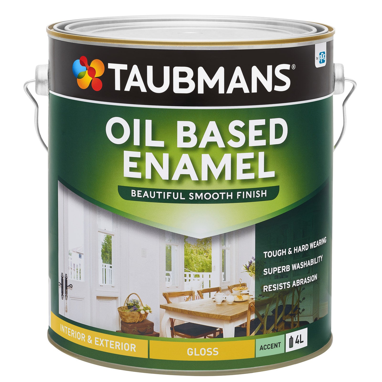 Taubmans 4L White Accent Gloss Oil Based Enamel Paint