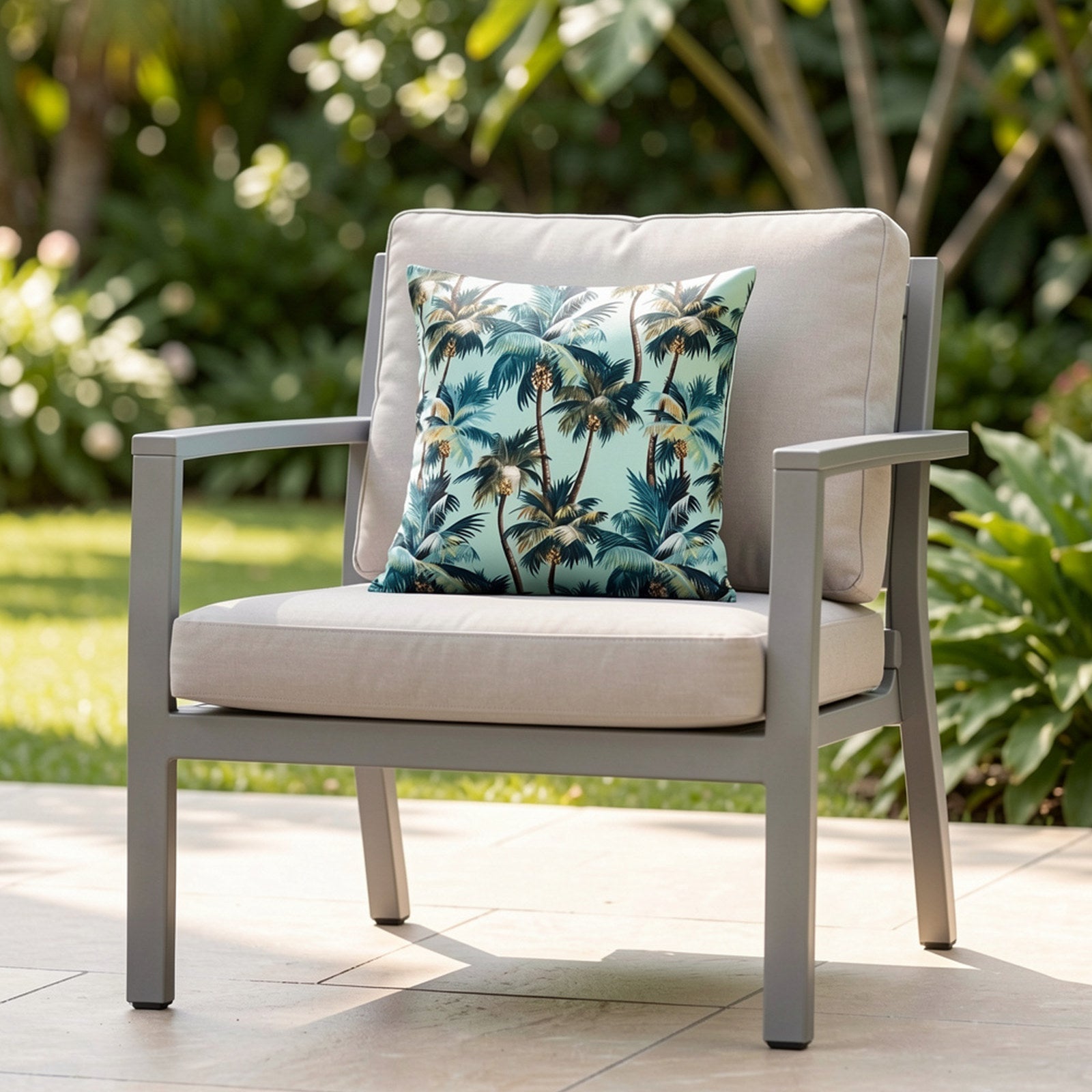 Mojo 45cm L.A. Palm Blue Polyester Cushion Cover Tropical Print