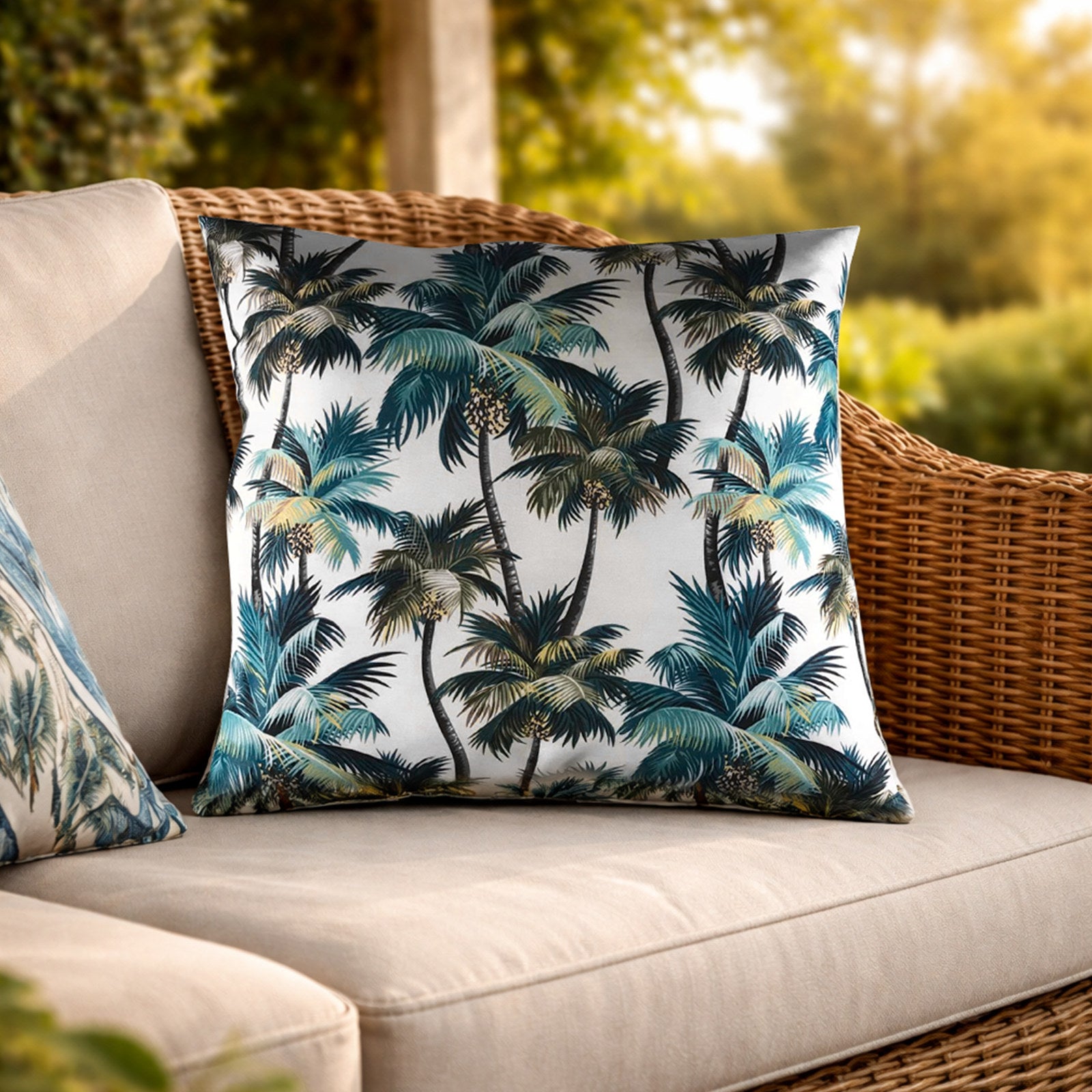 Mojo 45cm L.A. Palm White Polyester Cushion Cover