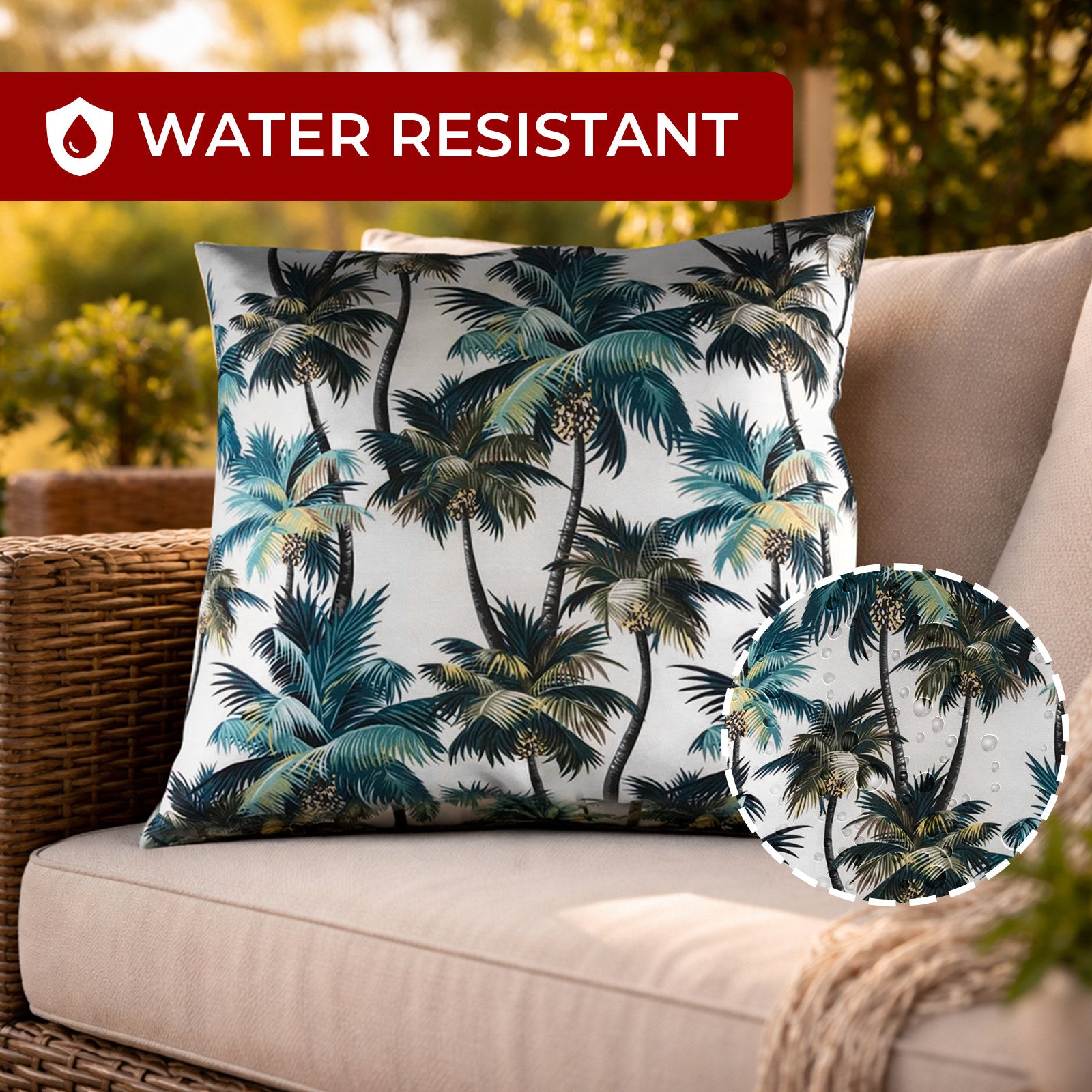 Mojo 45cm L.A. Palm White Polyester Cushion Cover