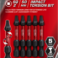 Full Boar SQ2 x 50mm Impact Torsion Bit 5 Pack S2 Steel