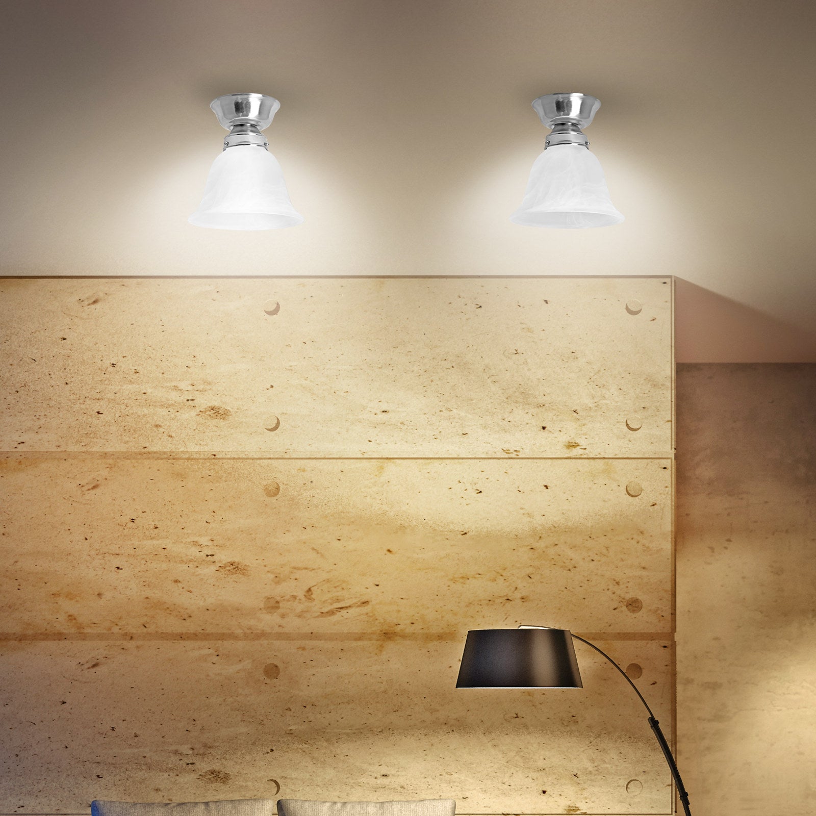 Luce Bella Boston 16cm Alabaster Glass Batten Fix Light 9W