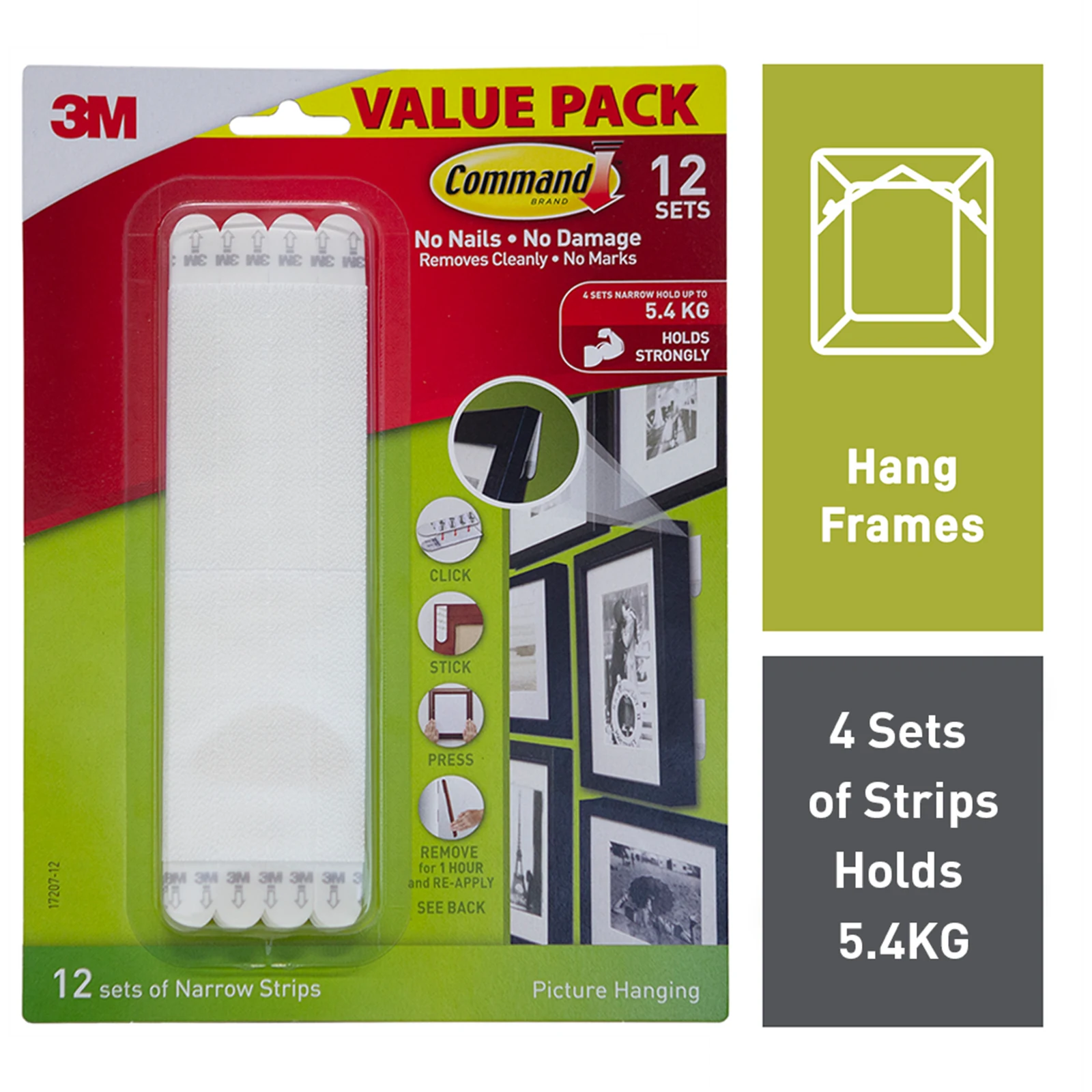 Command Narrow Picture Hanging Strips White 12 Pack