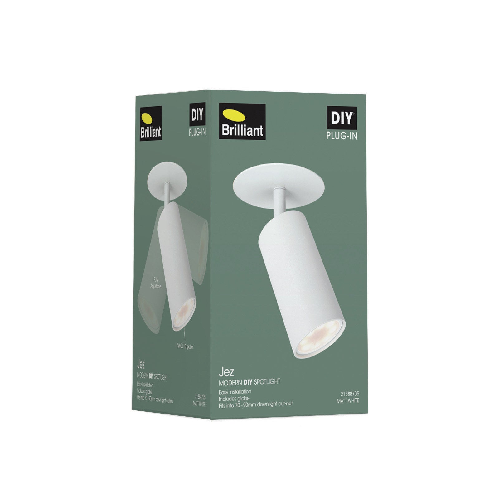 Brilliant Jez Matt White 7W GU10 LED Plug-In Spotlight 21388/05