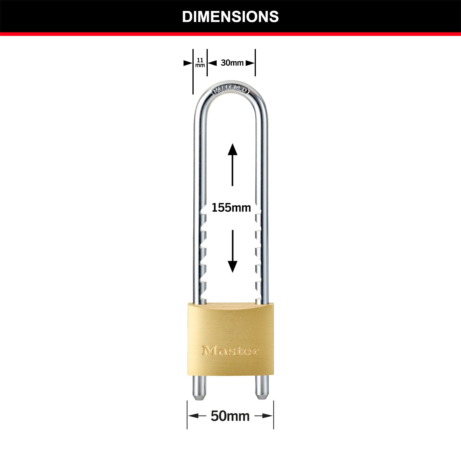 Master Lock 50mm Solid Brass Adjustable Shackle Padlock