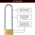 Master Lock 50mm Solid Brass Adjustable Shackle Padlock