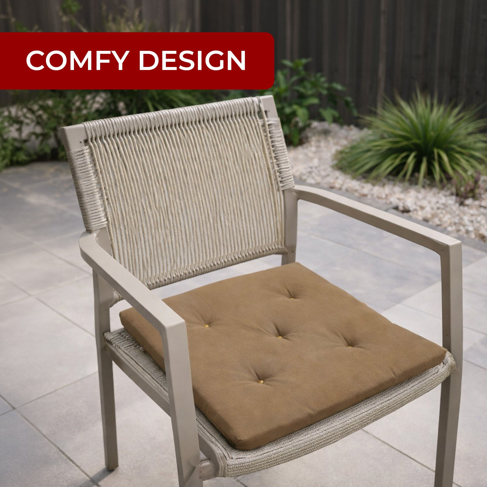 Mojo 40cm Latte Square Outdoor Cushion