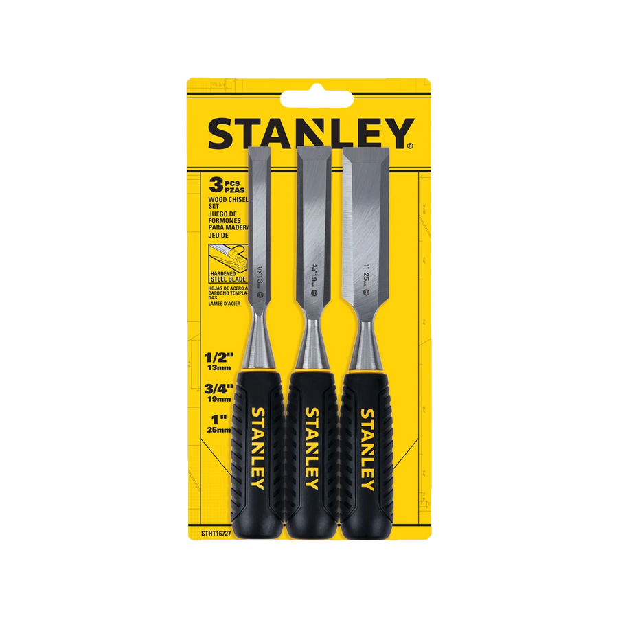Stanley 3 Piece Wood Chisel Set 13mm 19mm 25mm