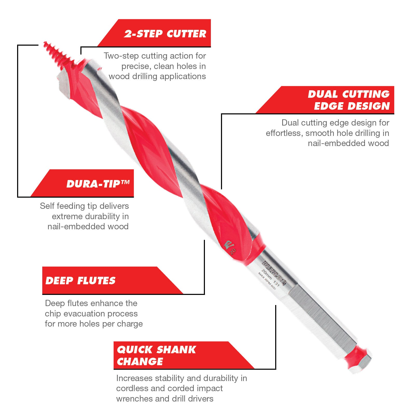 Diablo 20 x 190mm Auger Bit