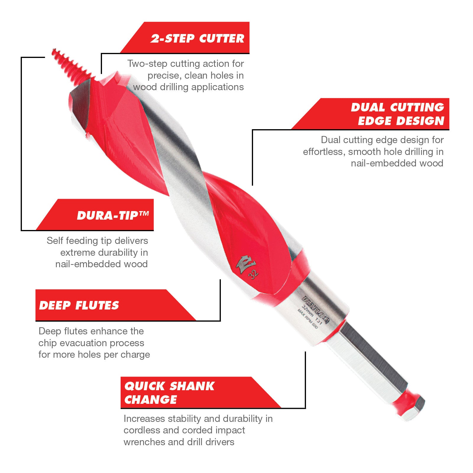 Diablo 32 x 190mm Auger Bit