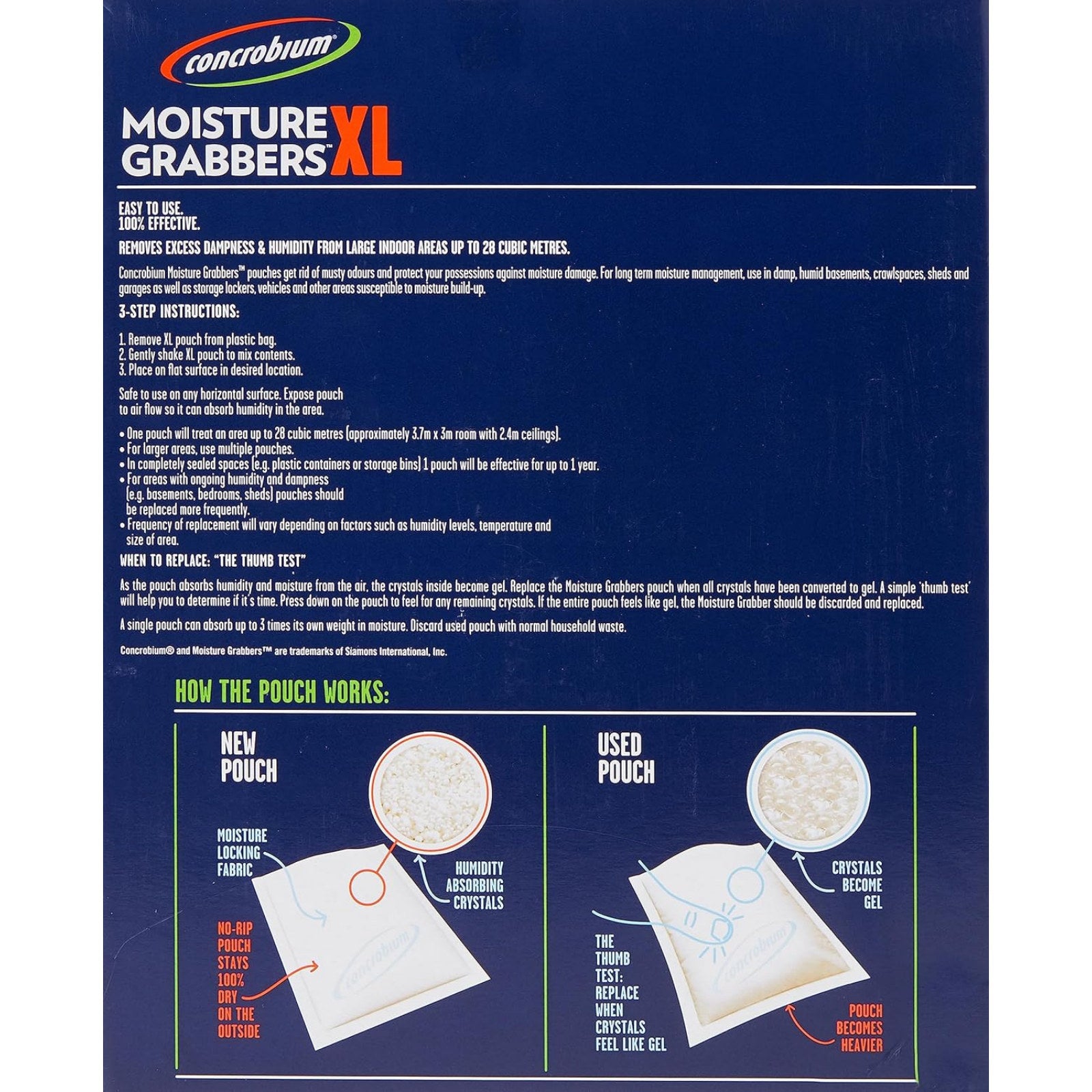 Concrobium 1kg Moisture Grabbers XL Humidity Absorbing Pouches 1 Pack