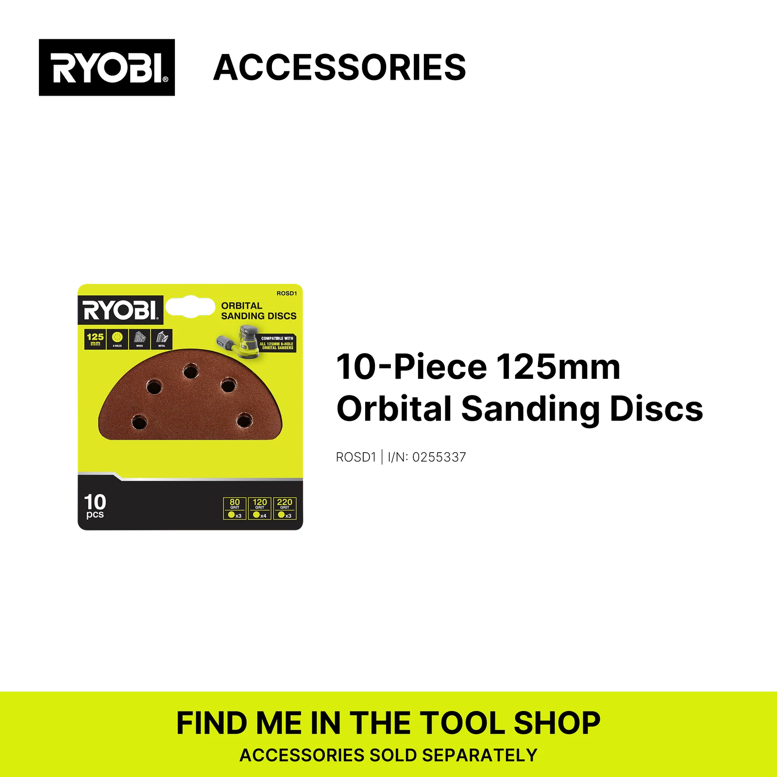Ryobi 18V ONE+ 125mm Random Orbital Sander Tool Only RROS18