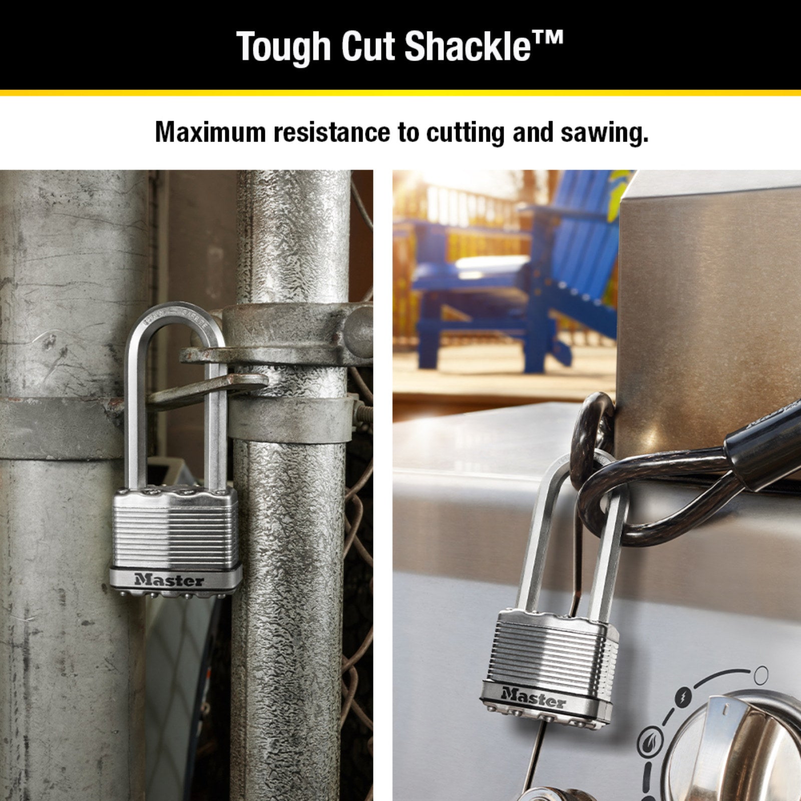Master Lock 51mm Magnum Laminated Steel Padlock, 64mm Extra Long Shackle