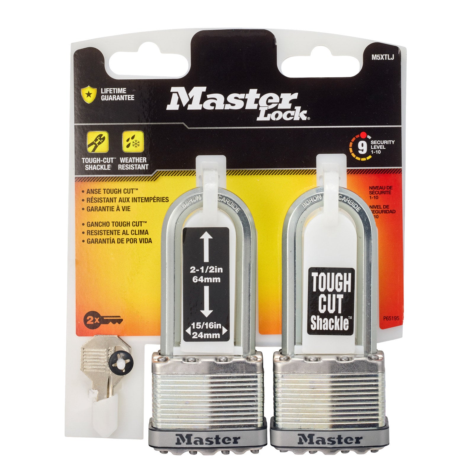 Master Lock 51mm Magnum Laminated Steel Padlock, 64mm Extra Long Shackle - 2 Pack