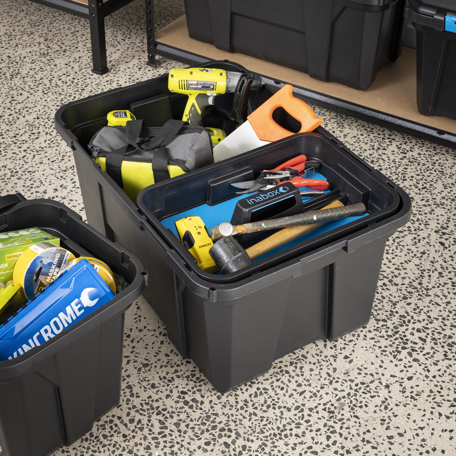 Inabox 15L Iron Black Heavy Duty Insert Tray Stackable