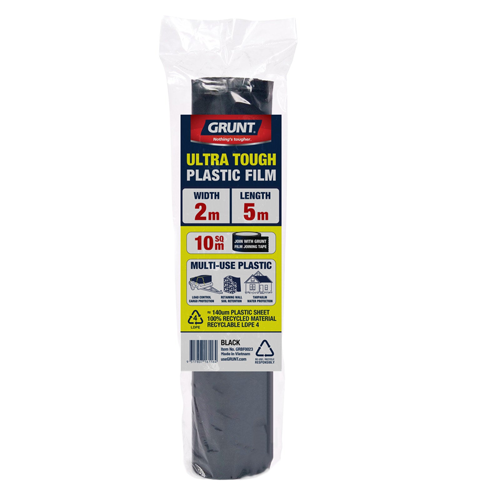 Grunt 2 x 5m Black 140um Multi Use Plastic Film
