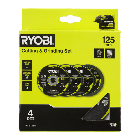 Ryobi 4 Piece 125mm Cutting and Grinding Set