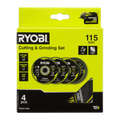 Ryobi 4 Piece 115mm Cutting and Grinding Set