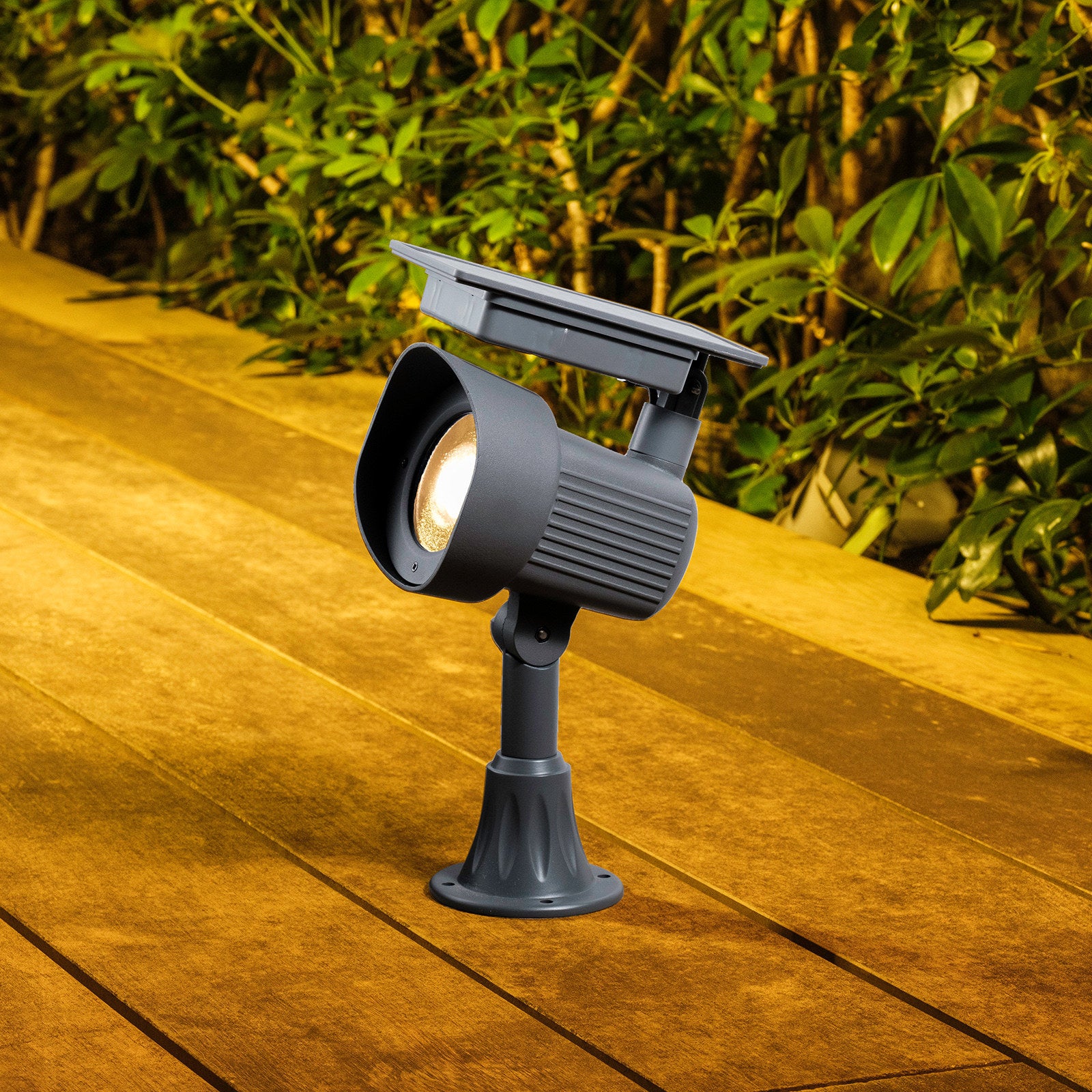 Luxzone 35cm Aluminium LED Solar Spot Light 120 Lumens Grey Outdoor QWASSP23002