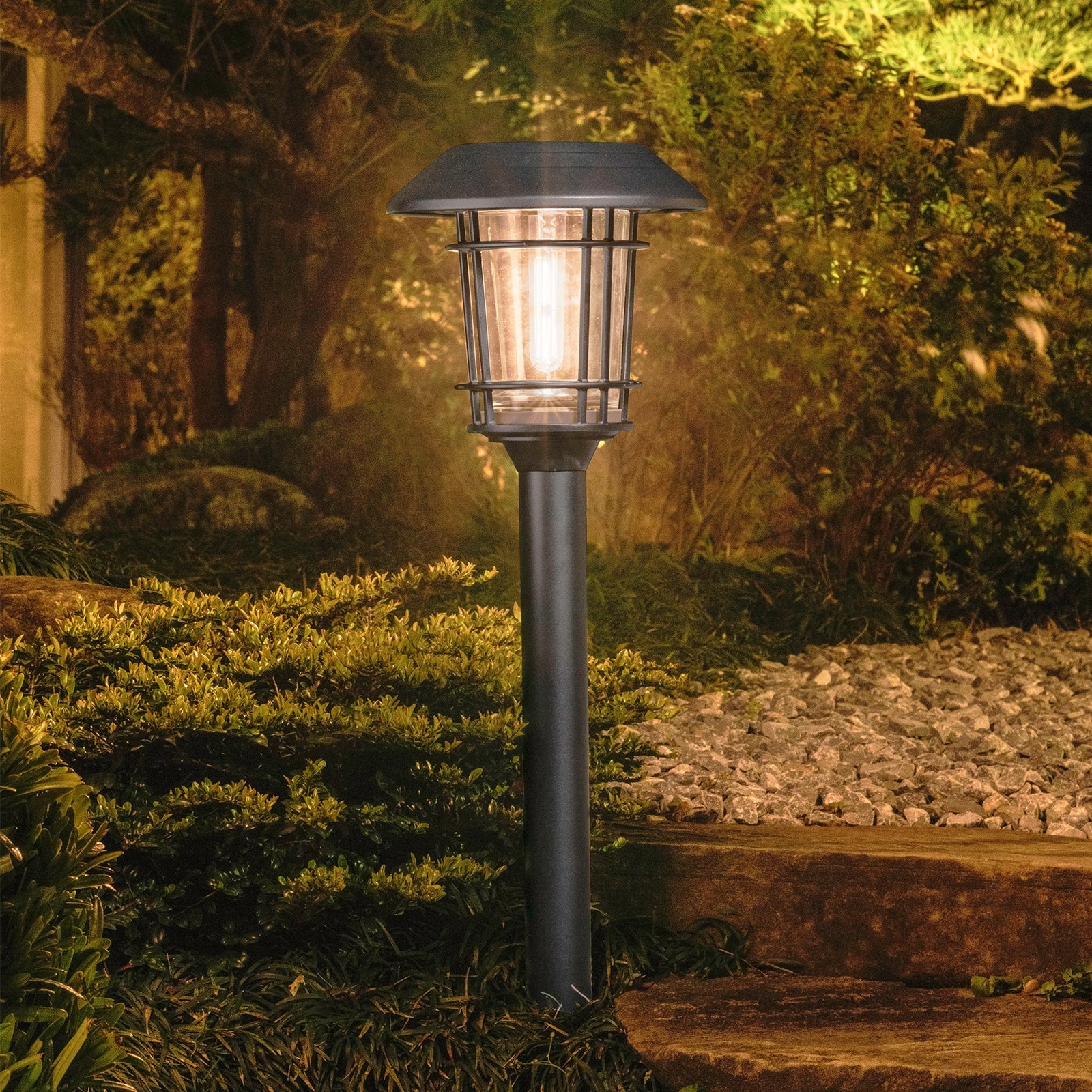 Luxzone 60cm Aluminium LED Solar Pathway Light 30 Lumens Dusk to Dawn QWPL20096-BLK