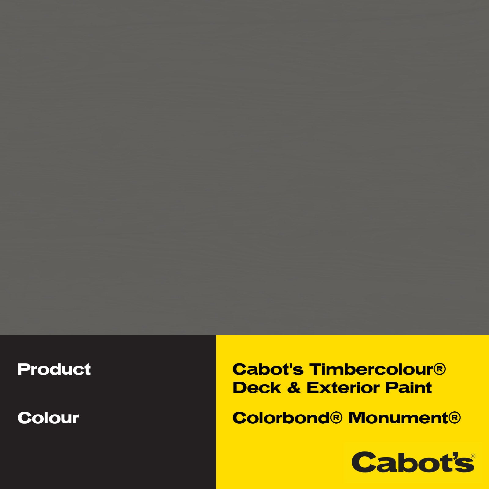 Cabot's 2L Colorbond Monument Timbercolour Deck & Exterior Paint Water Based