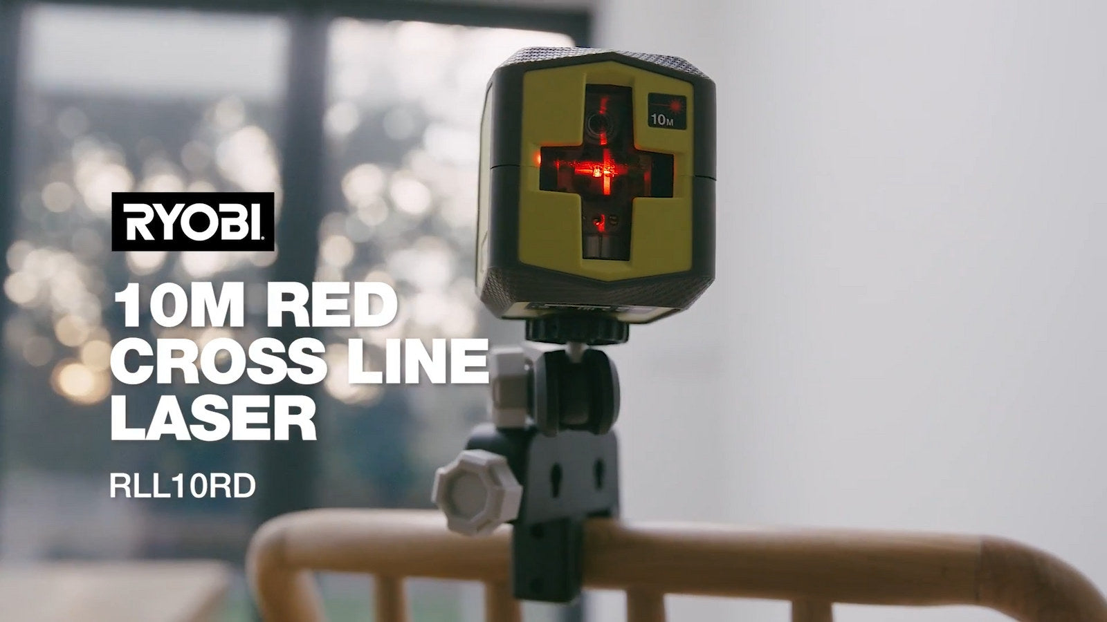 Ryobi 10m Red Cross Line Laser - Self-Levelling (RLL10RD)