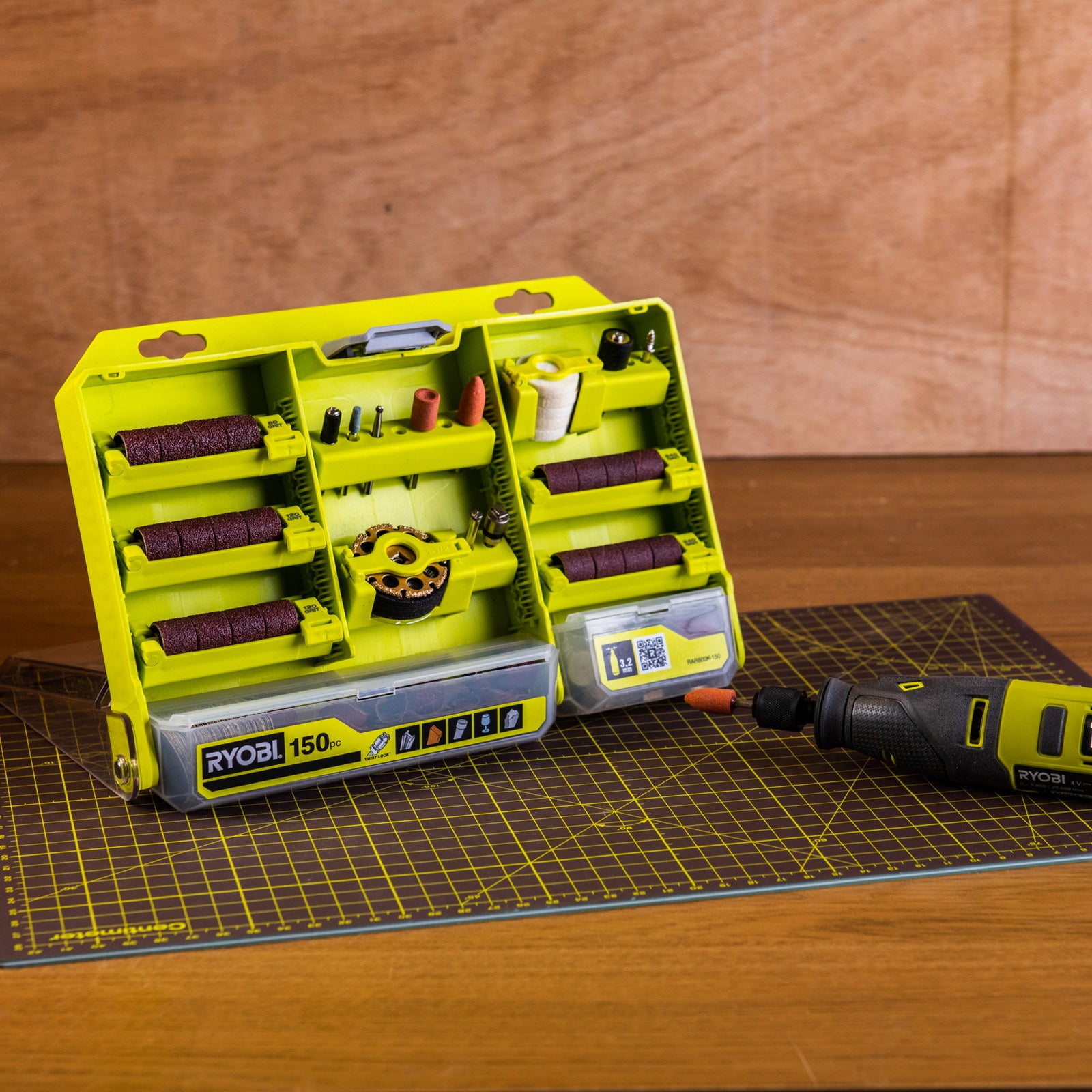 Ryobi 150-Piece Twist Lock All Purpose Rotary Set with Carry Case
