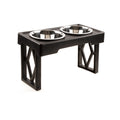 Pet Zone Black Adjustable Stainless Steel Double Dog Feeder with Non-Slip Base