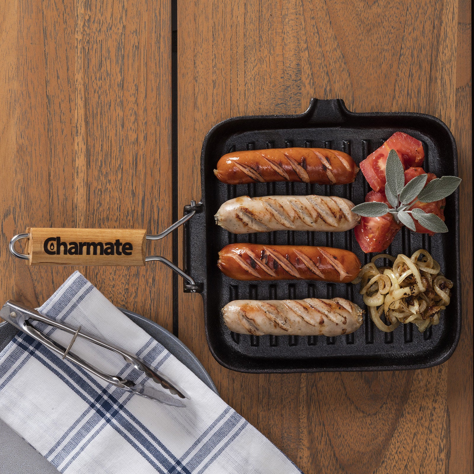 Charmate Cast Iron Frying Pan, Pre-Seasoned with Pouring Lip & Folding Handle